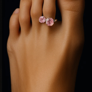 Silver 925 Adjustable Toe Ring with Double Pink Stones – Elegant Women’s Foot Jewellery