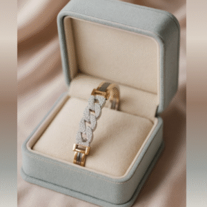 Unisex Italian cut 925 silver Cuban link bracelet with gold-plated accents in a luxury jewellery box – Adishakti Jewellery