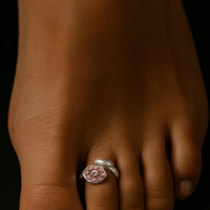 Silver 925 Adjustable Toe Ring with Floral Design – Single Elegant Ring