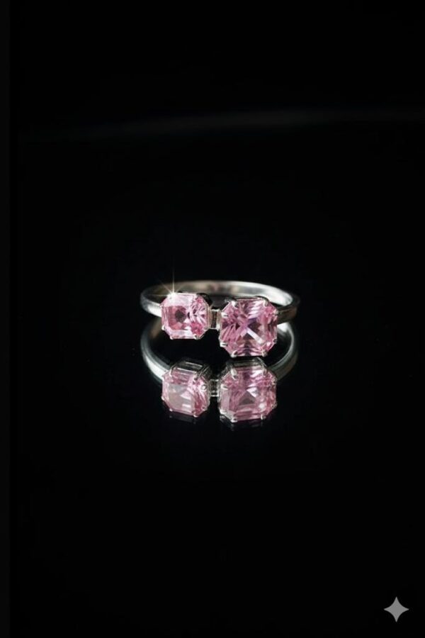 💖 Shine with elegance – Silver Pink Stone Toe Ring - Image 3