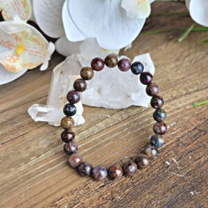 AdiShakti Pietersite Bracelet with swirling gold, blue, and brown natural stones, designed for unisex transformation, intuition, and third eye activation.